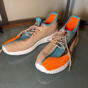 Tan Orange Teal Lightweight Knit Sneakers